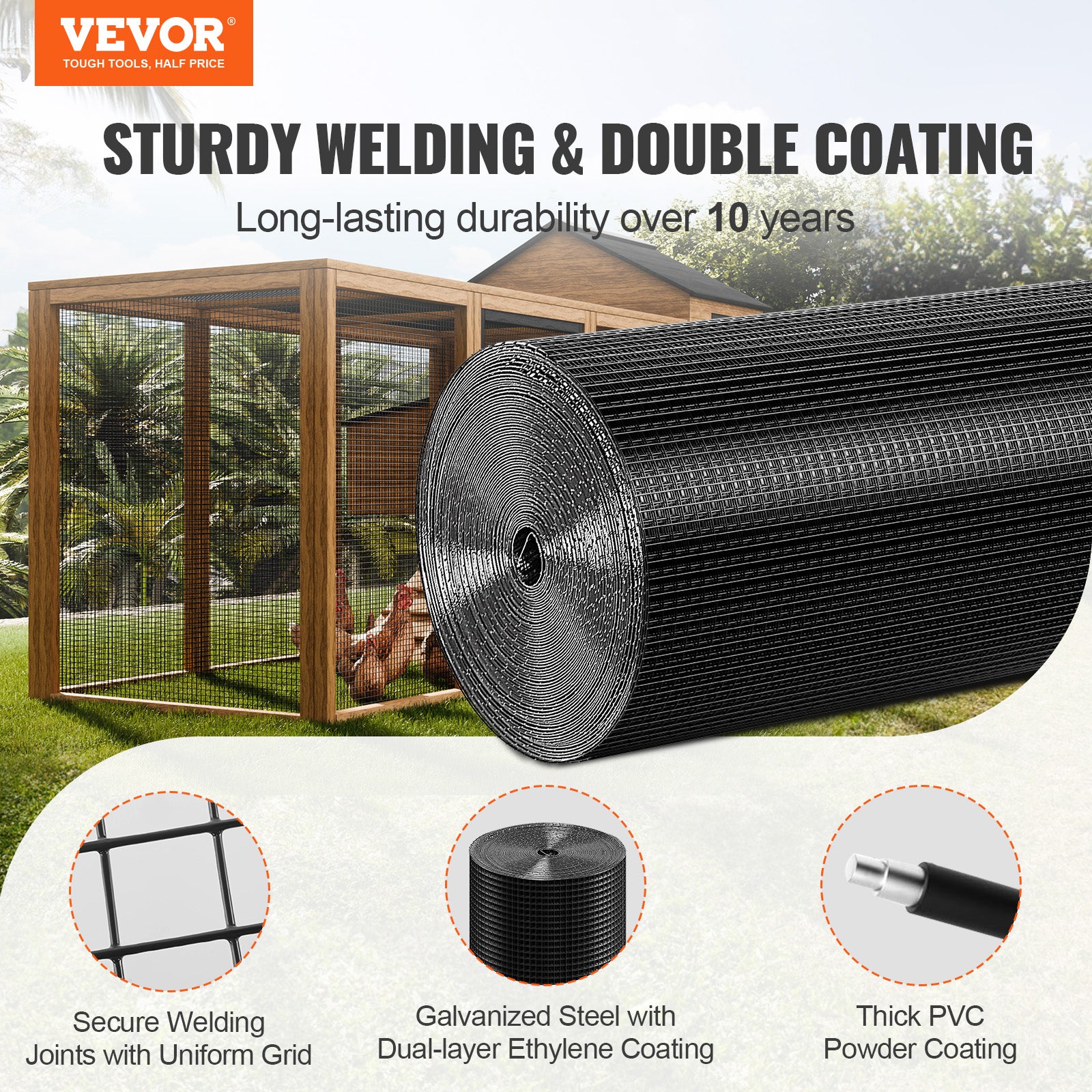 VEVOR Hardware Cloth 24/36/48in x 50ft/100ft Wire Mesh Roll 16/19 Ga Wire Fence