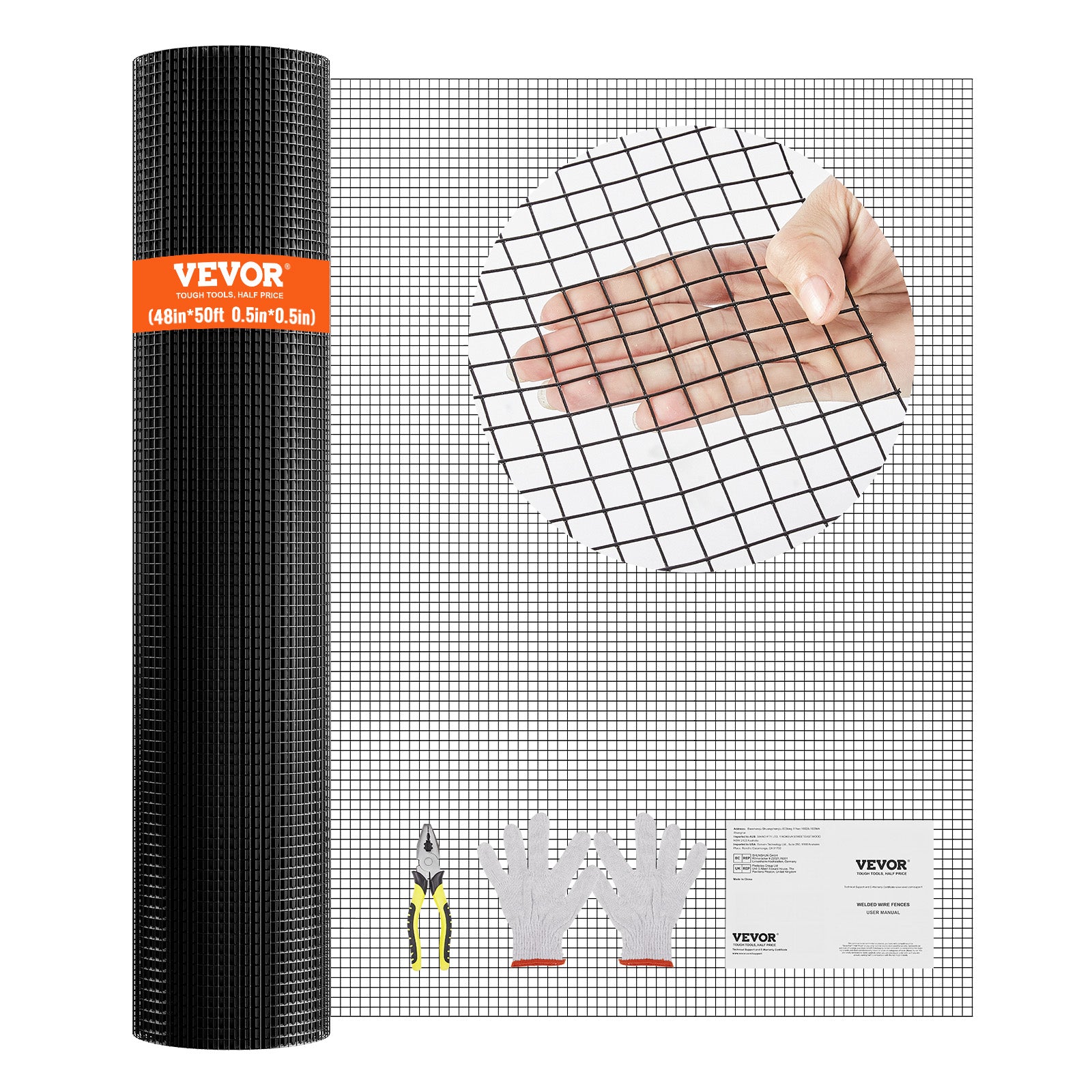 VEVOR Hardware Cloth 24/36/48in x 50ft/100ft Wire Mesh Roll 16/19 Ga Wire Fence