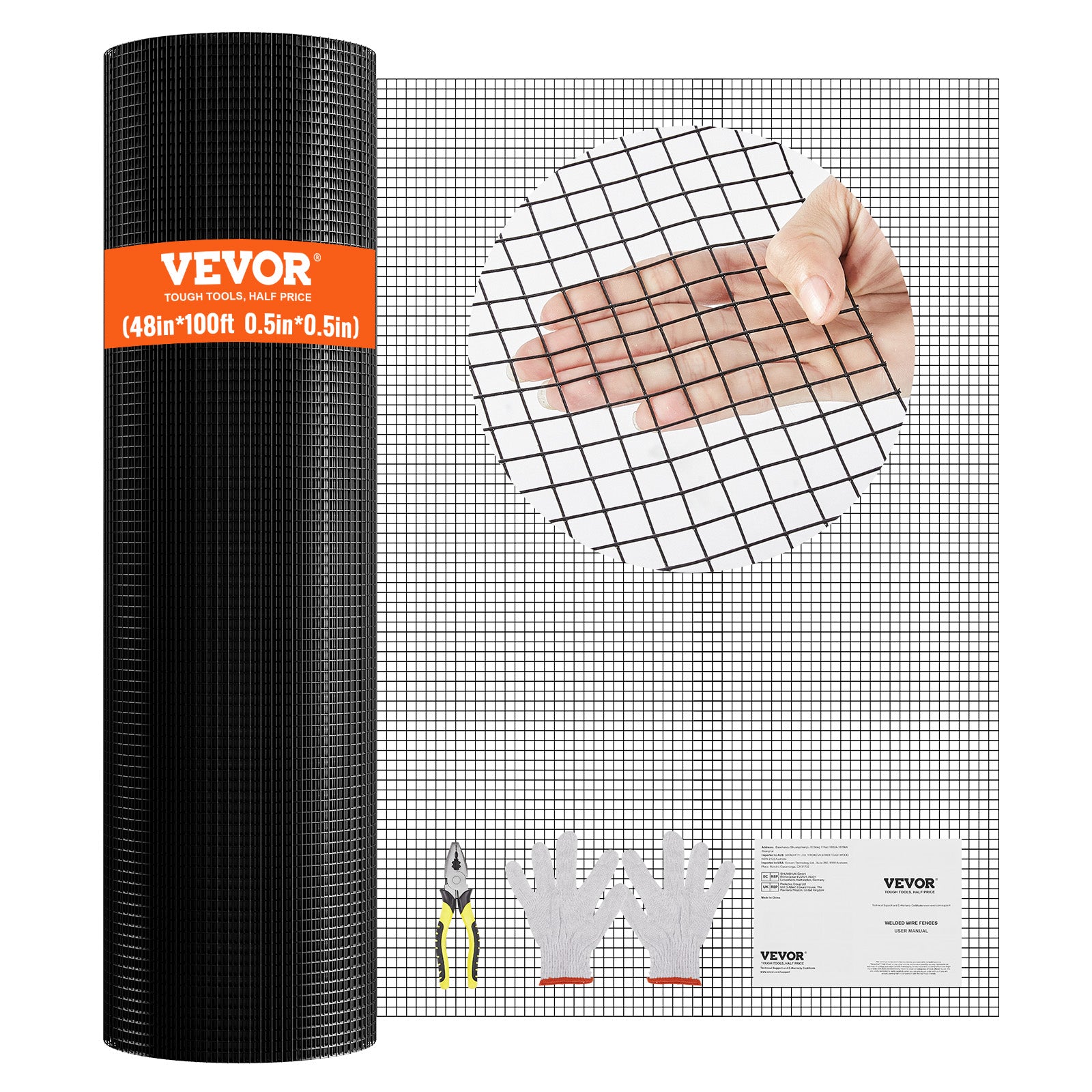 VEVOR Hardware Cloth 24/36/48in x 50ft/100ft Wire Mesh Roll 16/19 Ga Wire Fence
