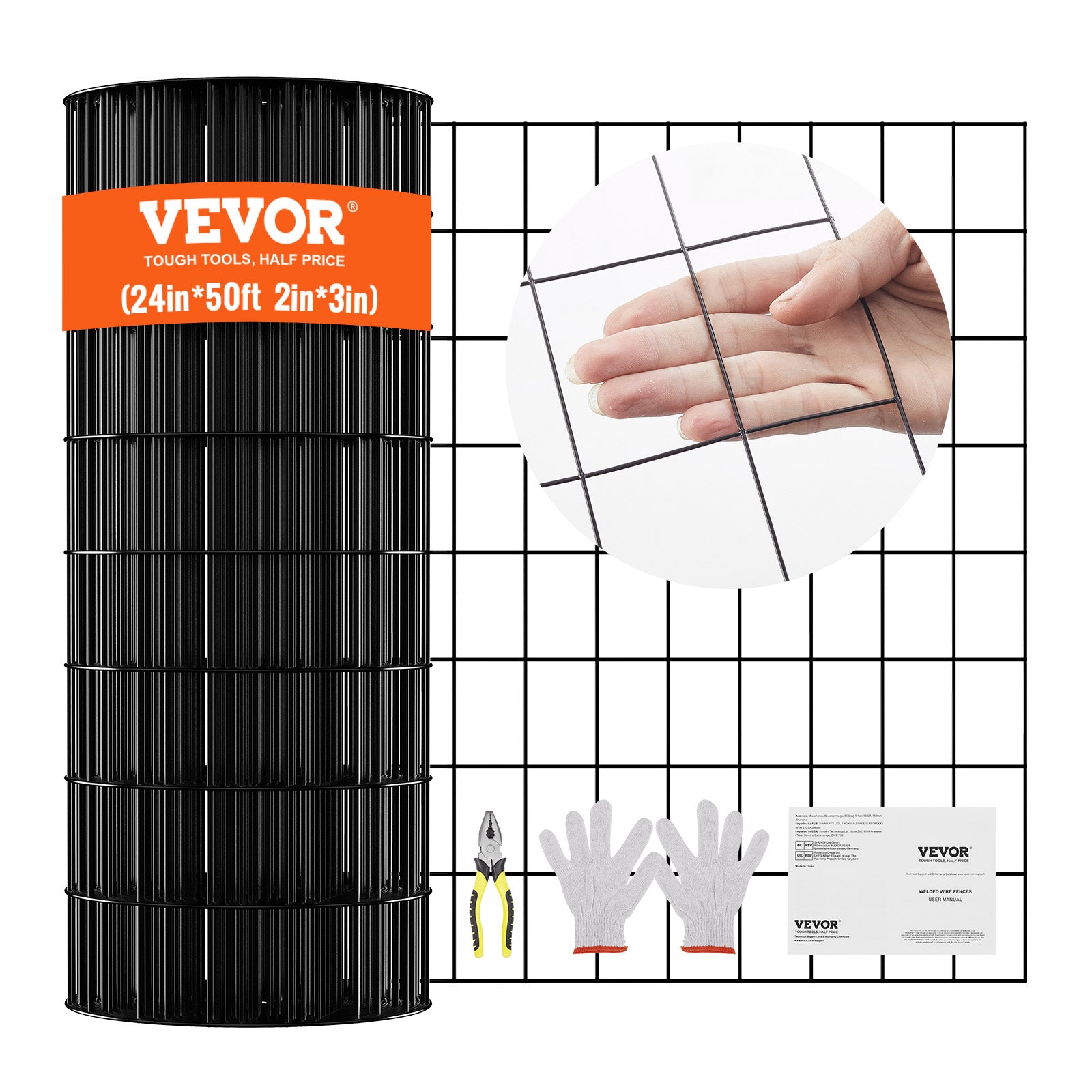 VEVOR Hardware Cloth 24/36/48in x 50ft/100ft Wire Mesh Roll 16/19 Ga Wire Fence