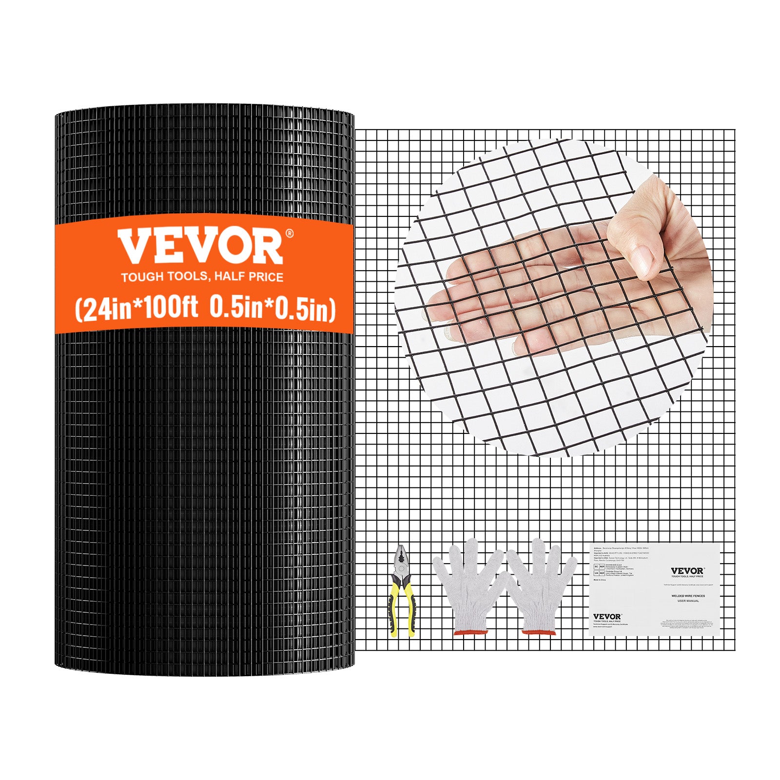 VEVOR Hardware Cloth 24/36/48in x 50ft/100ft Wire Mesh Roll 16/19 Ga Wire Fence