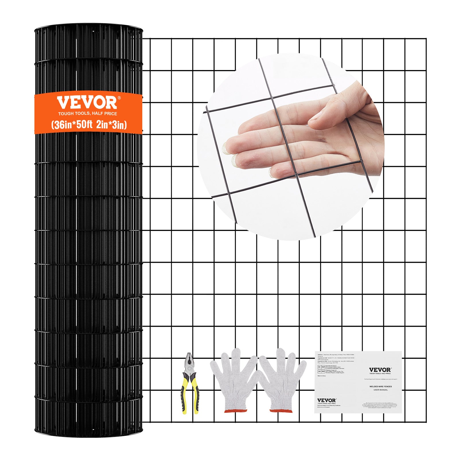 VEVOR Hardware Cloth 24/36/48in x 50ft/100ft Wire Mesh Roll 16/19 Ga Wire Fence