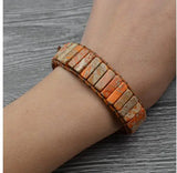 Handcrafted Stylish Versatile Fashionable Durable Leather & Natural Stone Bracelet