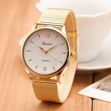 Durable Geneva Watch with Gold Mesh Band Sophisticated
