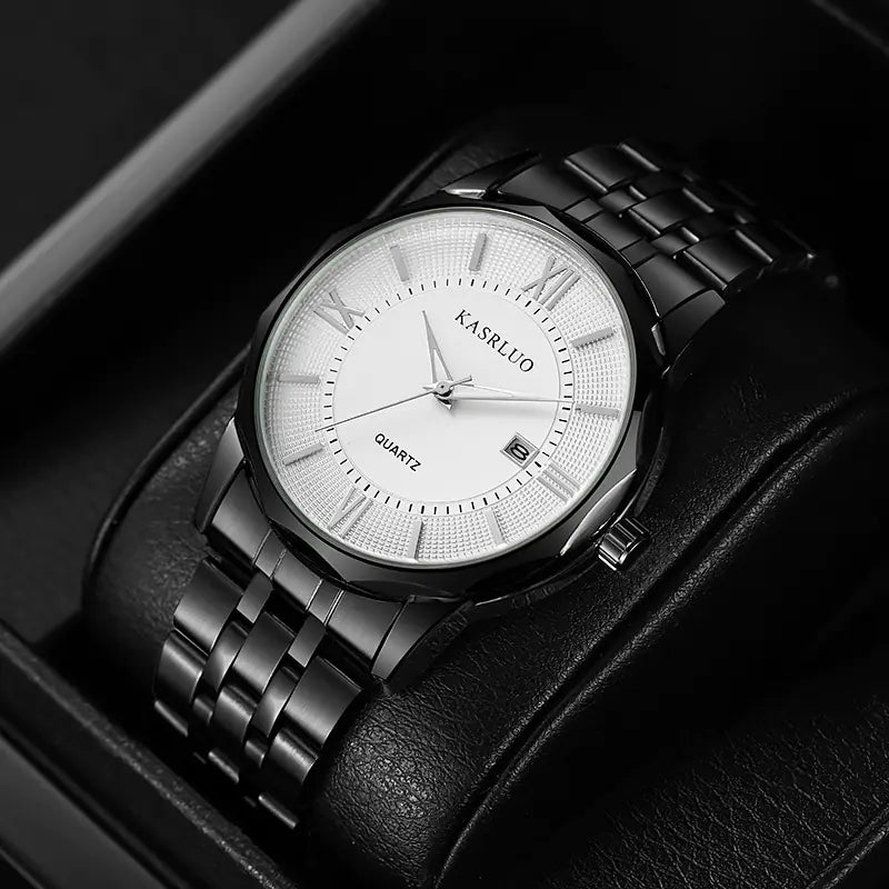Stylish Men's Brand Watch with Calendar and Steel Band Minimalist