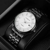 Stylish Men's Brand Watch with Calendar and Steel Band Minimalist