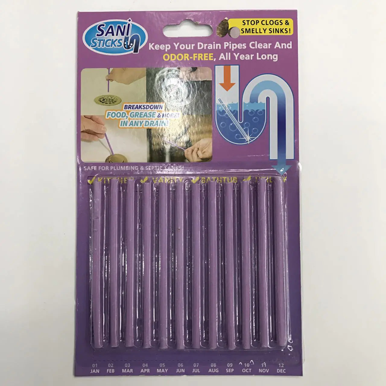Multi Scent Bathtub Drain Freshener Sticks Odor Control