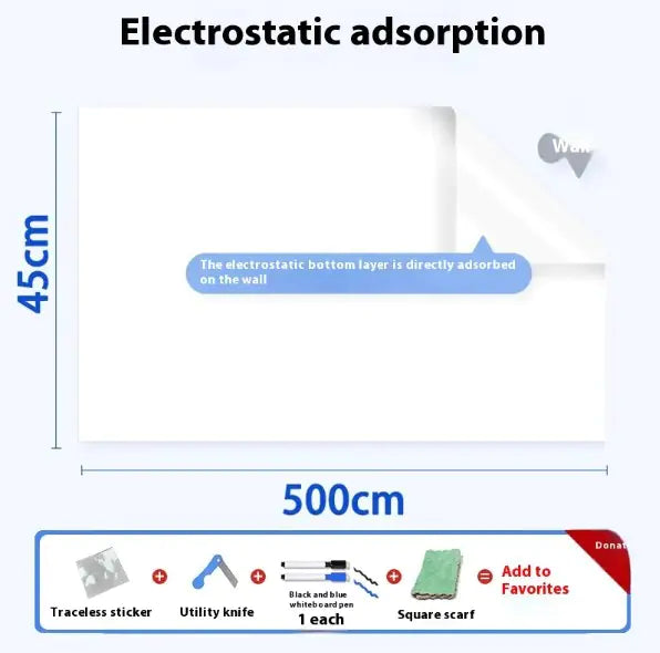 Electrostatic Whiteboard Decal Durable & Writable For Classrooms, Home offices
