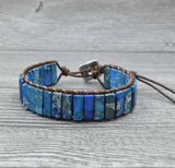 Handcrafted Stylish Versatile Fashionable Durable Leather & Natural Stone Bracelet