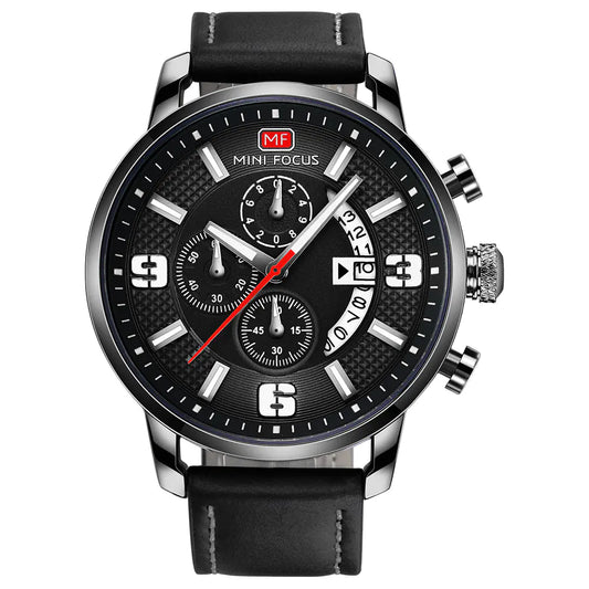 Multi-Functional Quartz Watch with Rotating Calendar