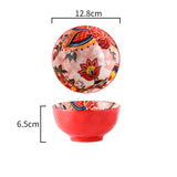 Japanese Style Painted Ceramic Bowl and Plate Set microwave-safe