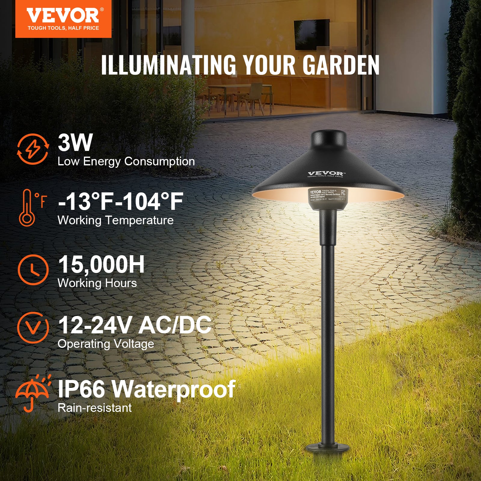 VEVOR 8/12PCS Low Voltage Landscape Path Lights 12-24V Outdoor LED Pathway Light