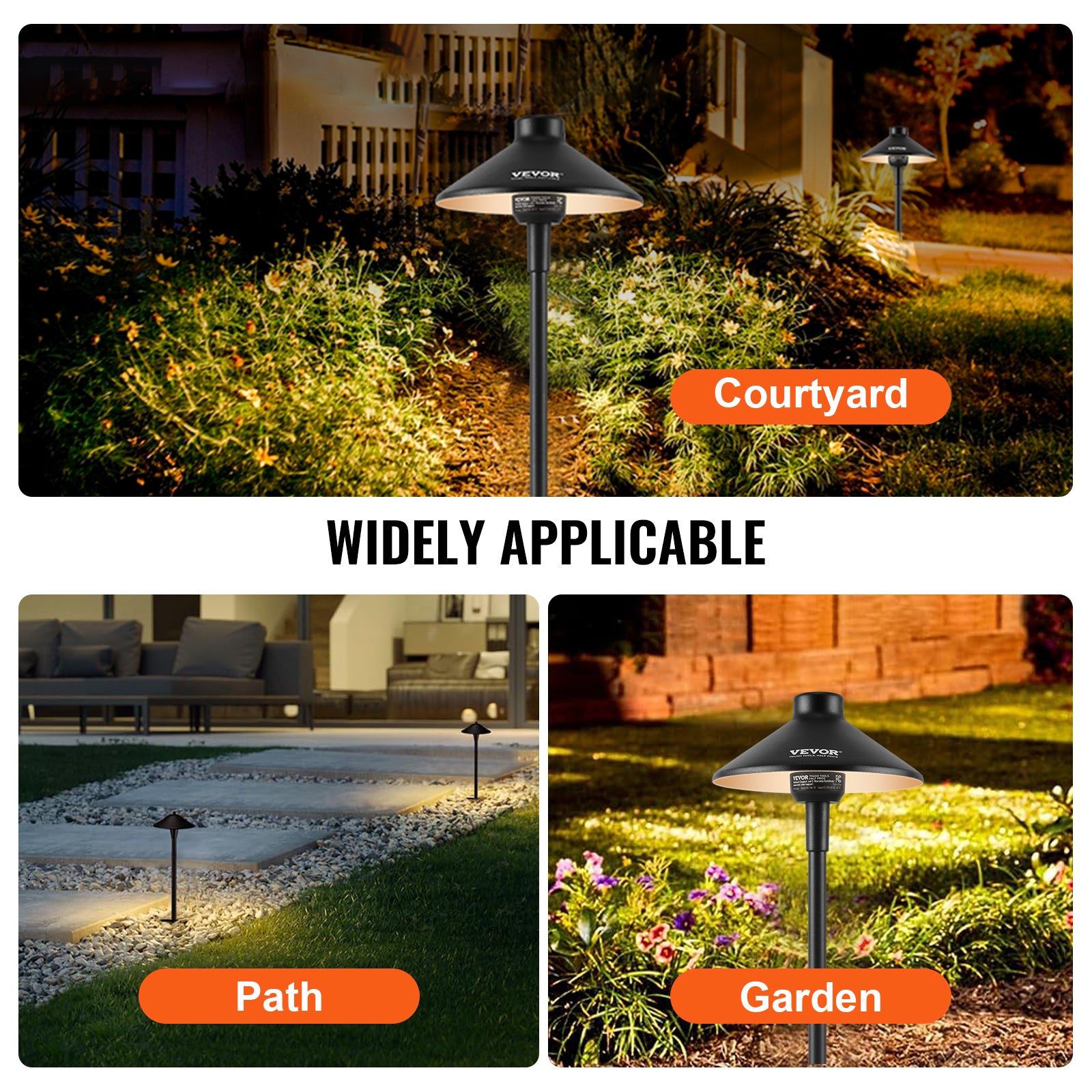 VEVOR 8/12PCS Low Voltage Landscape Path Lights 12-24V Outdoor LED Pathway Light