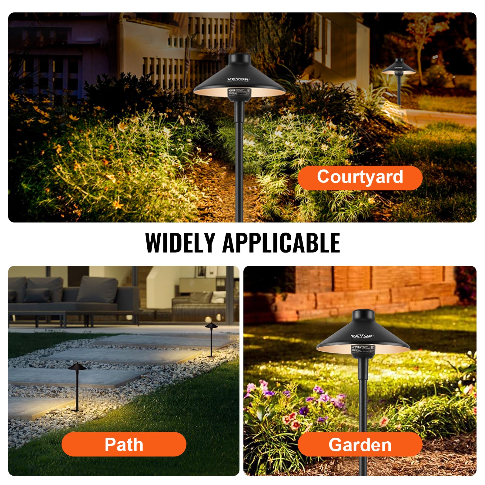 VEVOR 8/12PCS Low Voltage Landscape Path Lights 12-24V Outdoor LED Pathway Light
