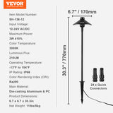 VEVOR 8/12PCS Low Voltage Landscape Path Lights 12-24V Outdoor LED Pathway Light