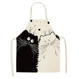 Creative Cotton Linen Cat Apron with Print Design Kitchen wear