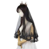 Vintage Black Bridal Veil Headpiece for Weddings