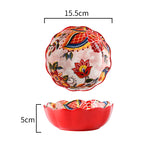 Japanese Style Painted Ceramic Bowl and Plate Set microwave-safe