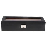 Black Carbon Fiber 6-Watch Organizer Leather Watch Storage