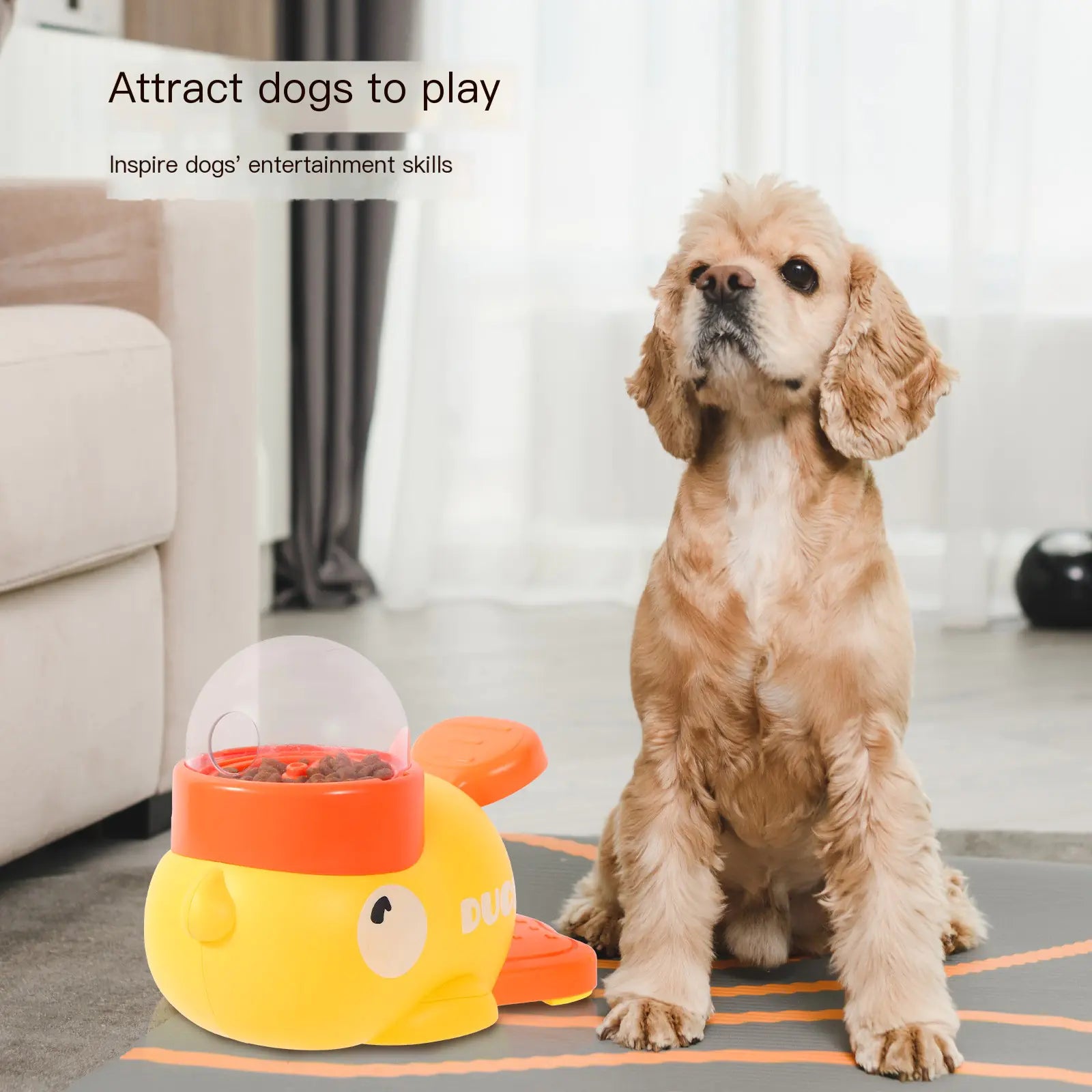 Durable SmartPlay Pet Feeder Interactive & Lightweight, Yellow