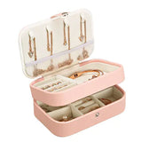 PU Leather Double-Layer Portable Jewelry Organizer Box