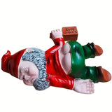 Unique Funny Whimsical Tipsy Gnome Sculpture Statue Home Decor