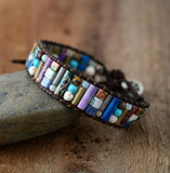 Handcrafted Stylish Versatile Fashionable Durable Leather & Natural Stone Bracelet