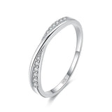 Chic Zircon Contemporary Versatile Geometric Stacked Silver Ring for Women