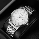 Stylish Men's Brand Watch with Calendar and Steel Band Minimalist