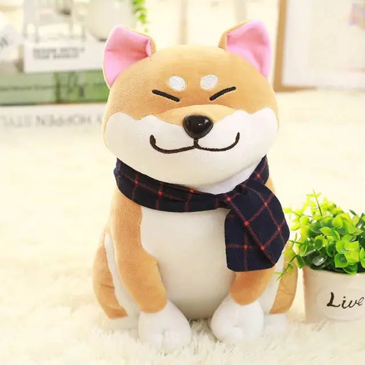 Cuddly Shiba Inu Stuffed Animal with Scarf Plush Doll Soft Toy