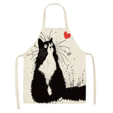 Creative Cotton Linen Cat Apron with Print Design Kitchen wear