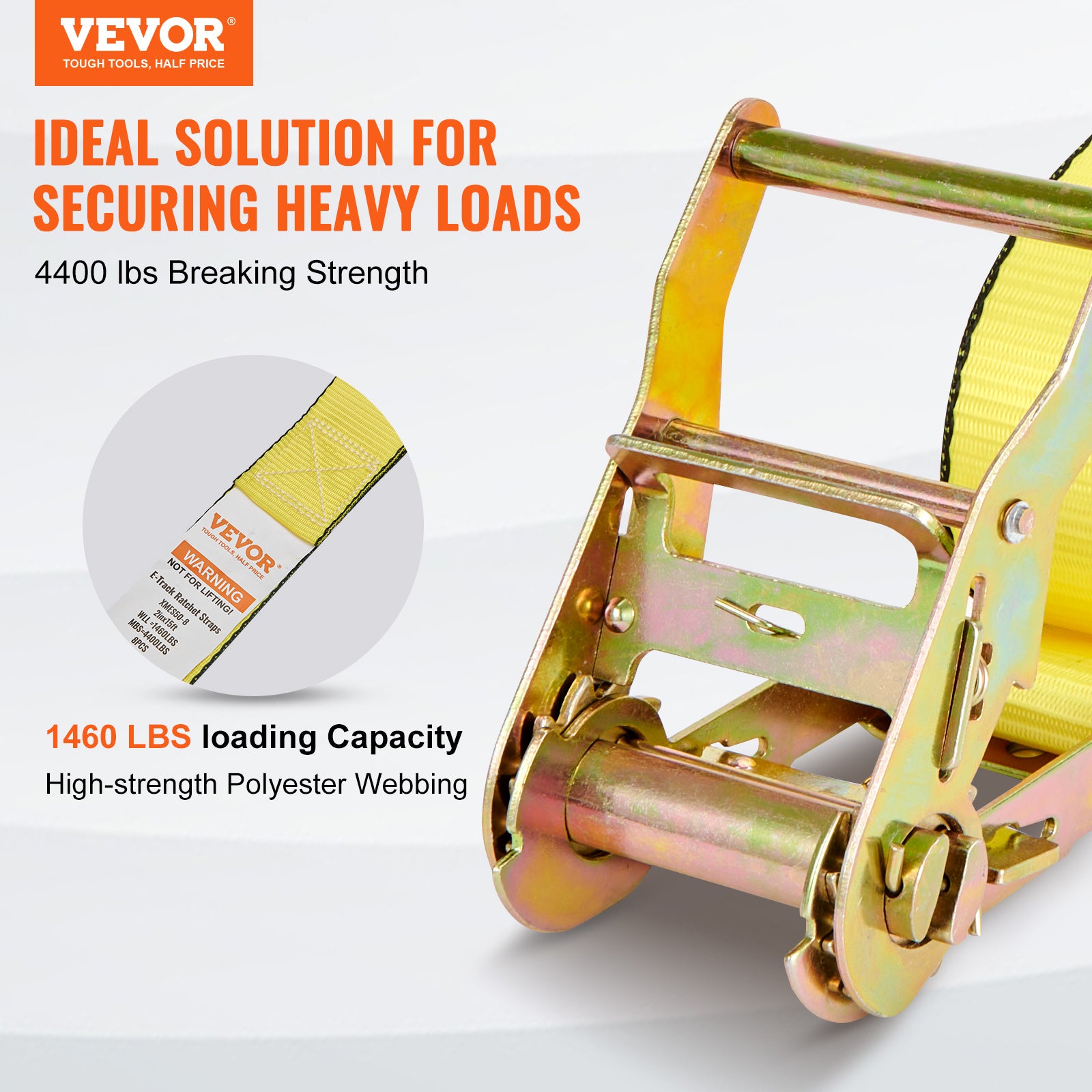 VEVOR Ratchet Straps Tie Down Strap 2"x 8' ,15',27',30' w/J Hook/E-Track 8 Pack