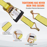 VEVOR Ratchet Straps Tie Down Strap 2"x 8' ,15',27',30' w/J Hook/E-Track 8 Pack