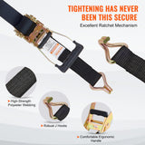 VEVOR Ratchet Straps Tie Down Strap 2"x 8' ,15',27',30' w/J Hook/E-Track 8 Pack