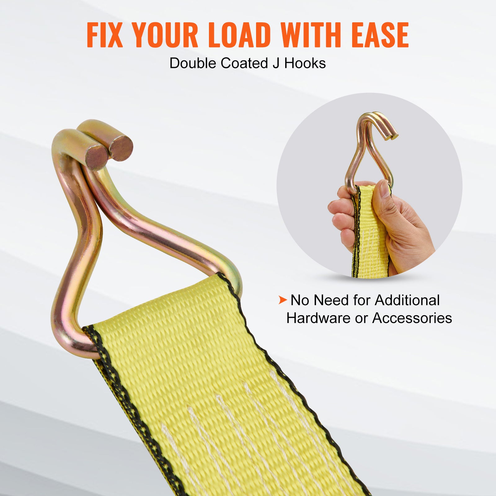 VEVOR Ratchet Straps Tie Down Strap 2"x 8' ,15',27',30' w/J Hook/E-Track 8 Pack