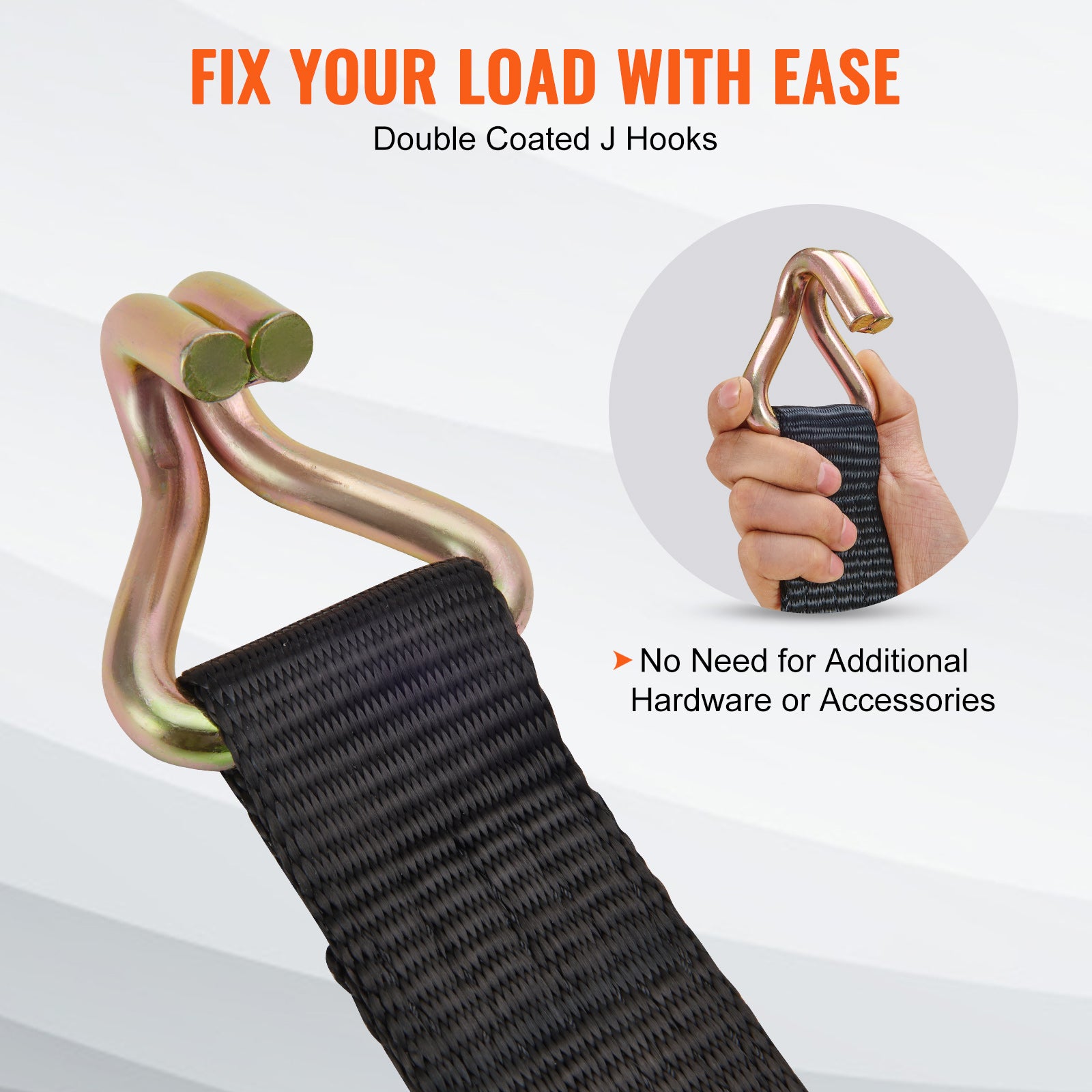VEVOR Ratchet Straps Tie Down Strap 2"x 8' ,15',27',30' w/J Hook/E-Track 8 Pack