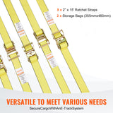 VEVOR Ratchet Straps Tie Down Strap 2"x 8' ,15',27',30' w/J Hook/E-Track 8 Pack
