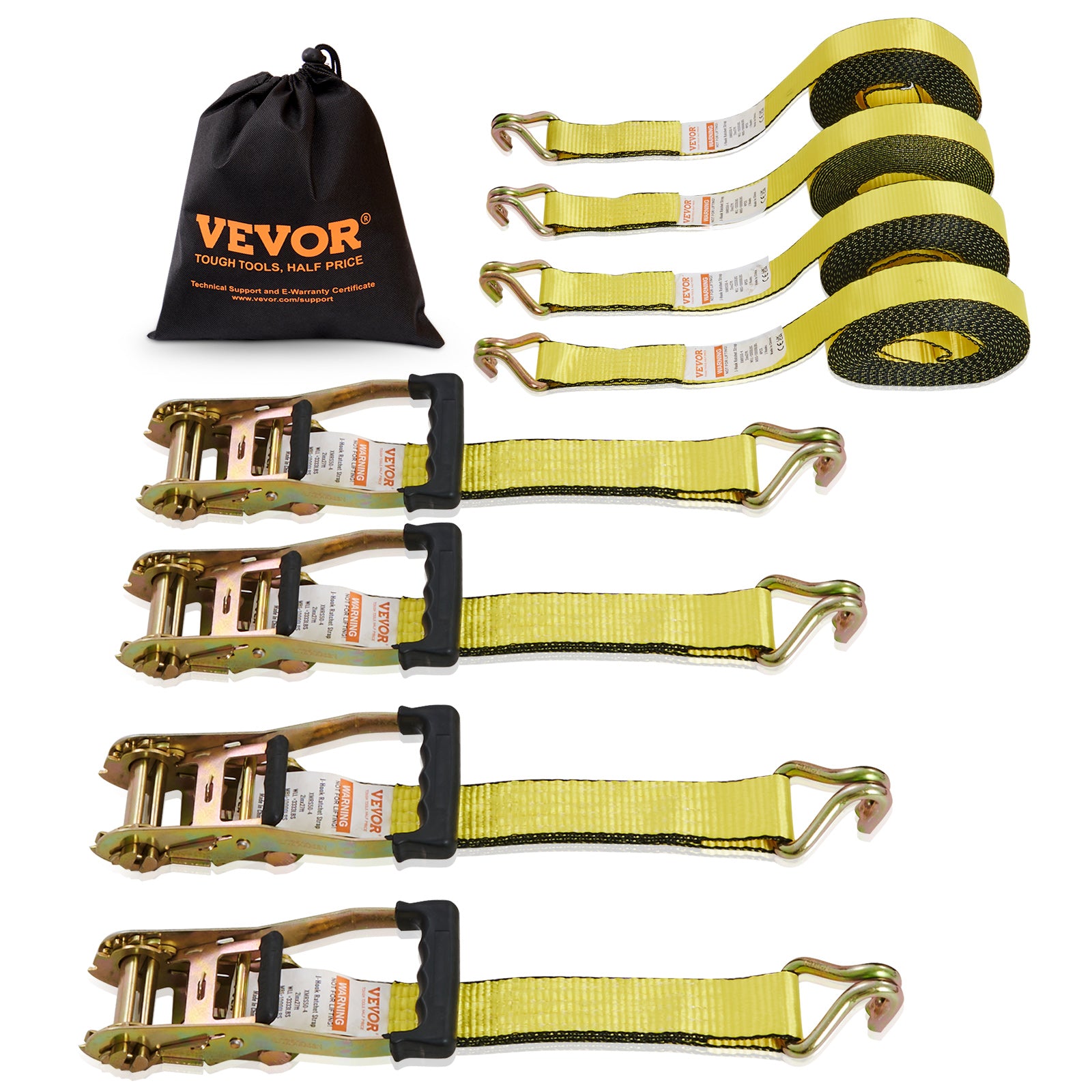VEVOR Ratchet Straps Tie Down Strap 2"x 8' ,15',27',30' w/J Hook/E-Track 8 Pack