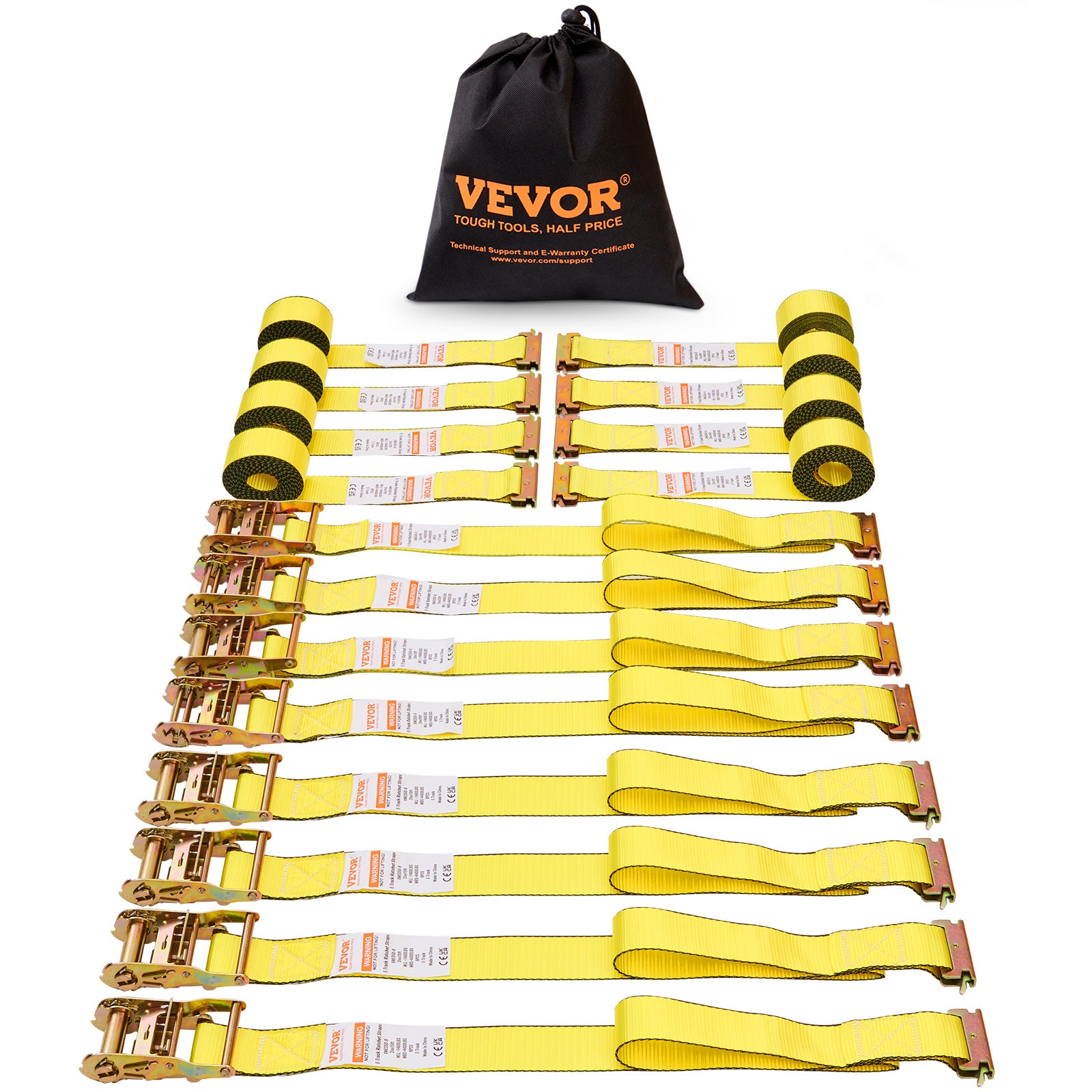 VEVOR Ratchet Straps Tie Down Strap 2"x 8' ,15',27',30' w/J Hook/E-Track 8 Pack