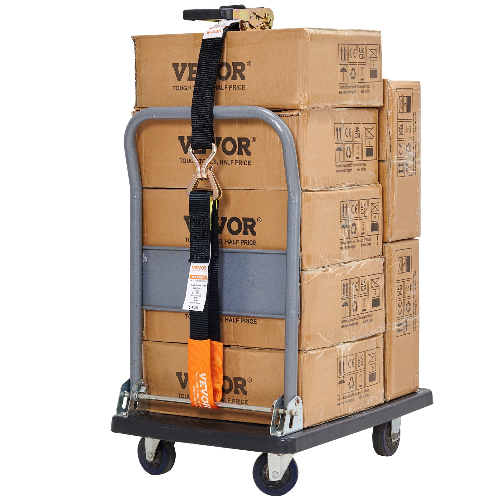 VEVOR Ratchet Straps Tie Down Strap 2"x 8' ,15',27',30' w/J Hook/E-Track 8 Pack