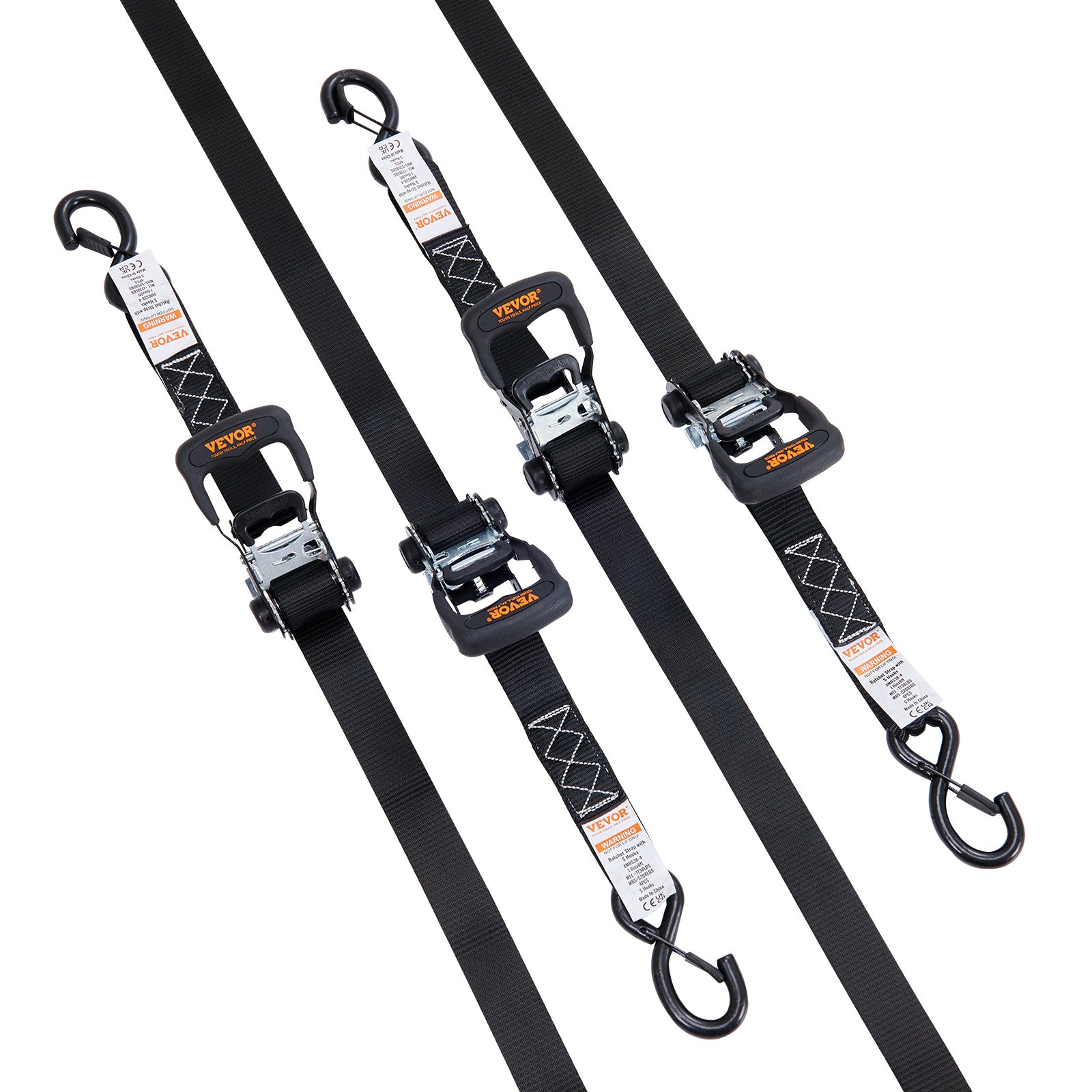 VEVOR Ratchet Straps Tie Down Strap 2"x 8' ,15',27',30' w/J Hook/E-Track 8 Pack