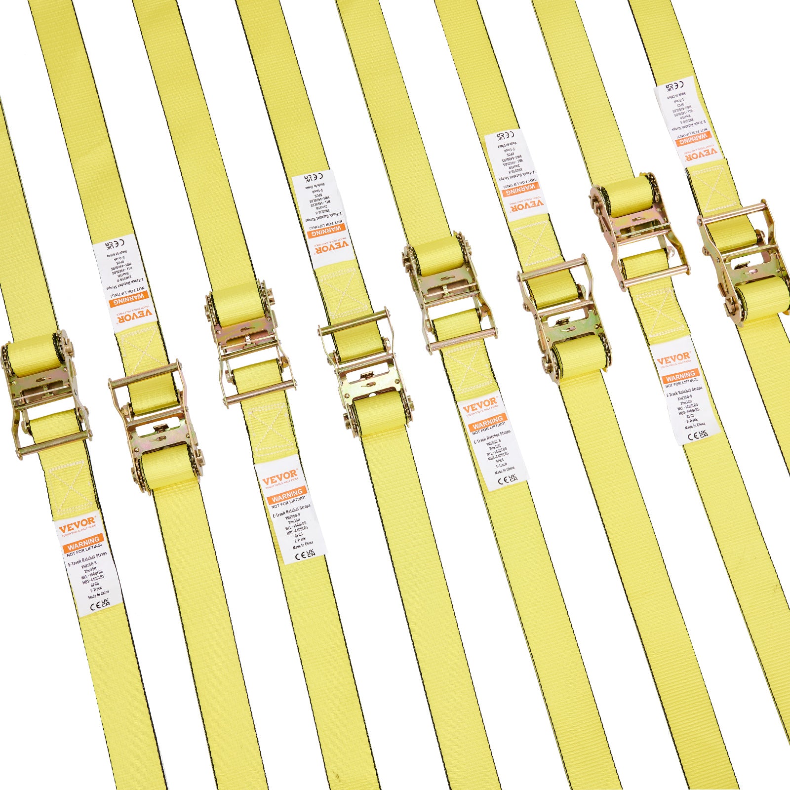 VEVOR Ratchet Straps Tie Down Strap 2"x 8' ,15',27',30' w/J Hook/E-Track 8 Pack