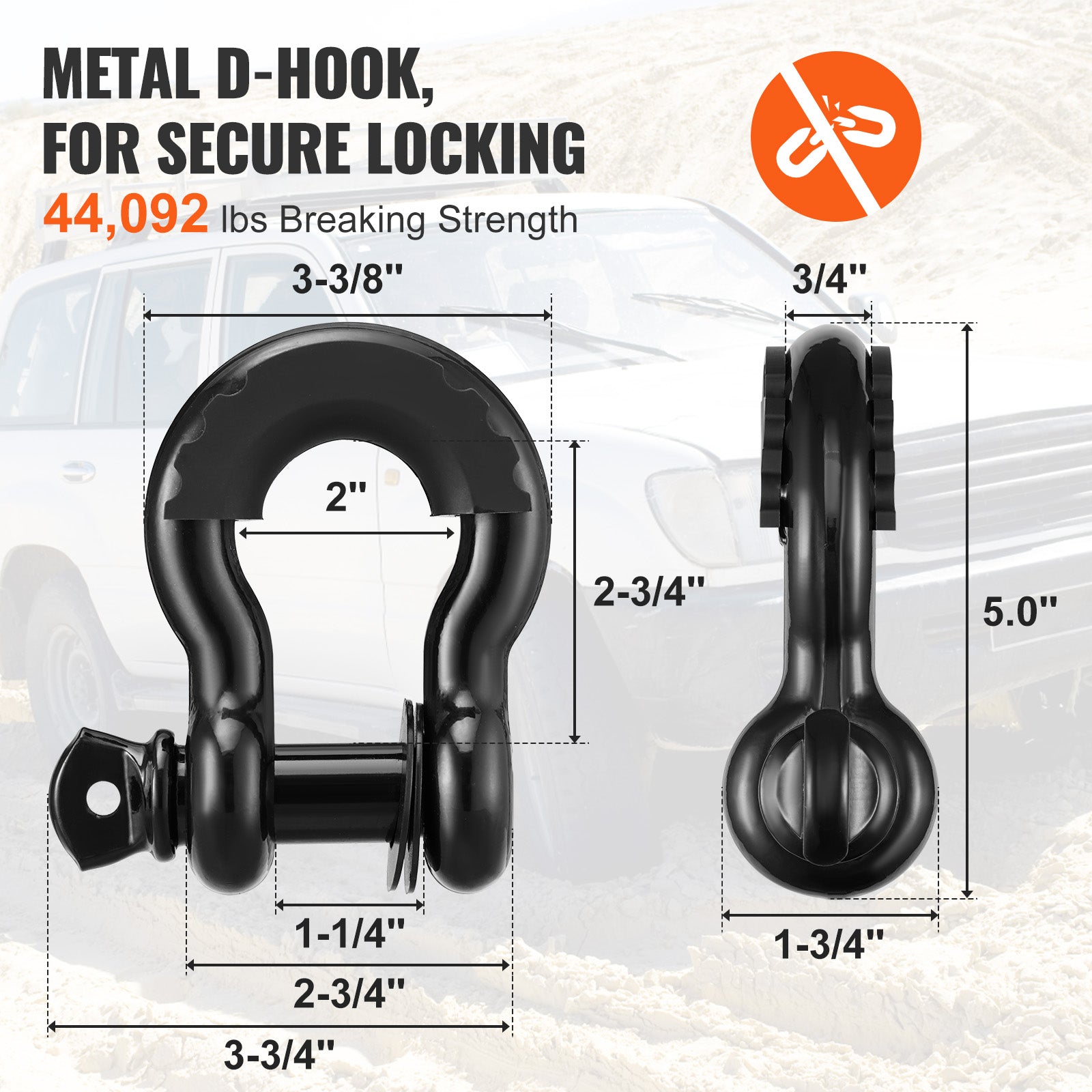 VEVOR Winch Recovery Kit Tow Strap Shackle Emergency Kit 3"x30' 30000lb 4/5/8PCS