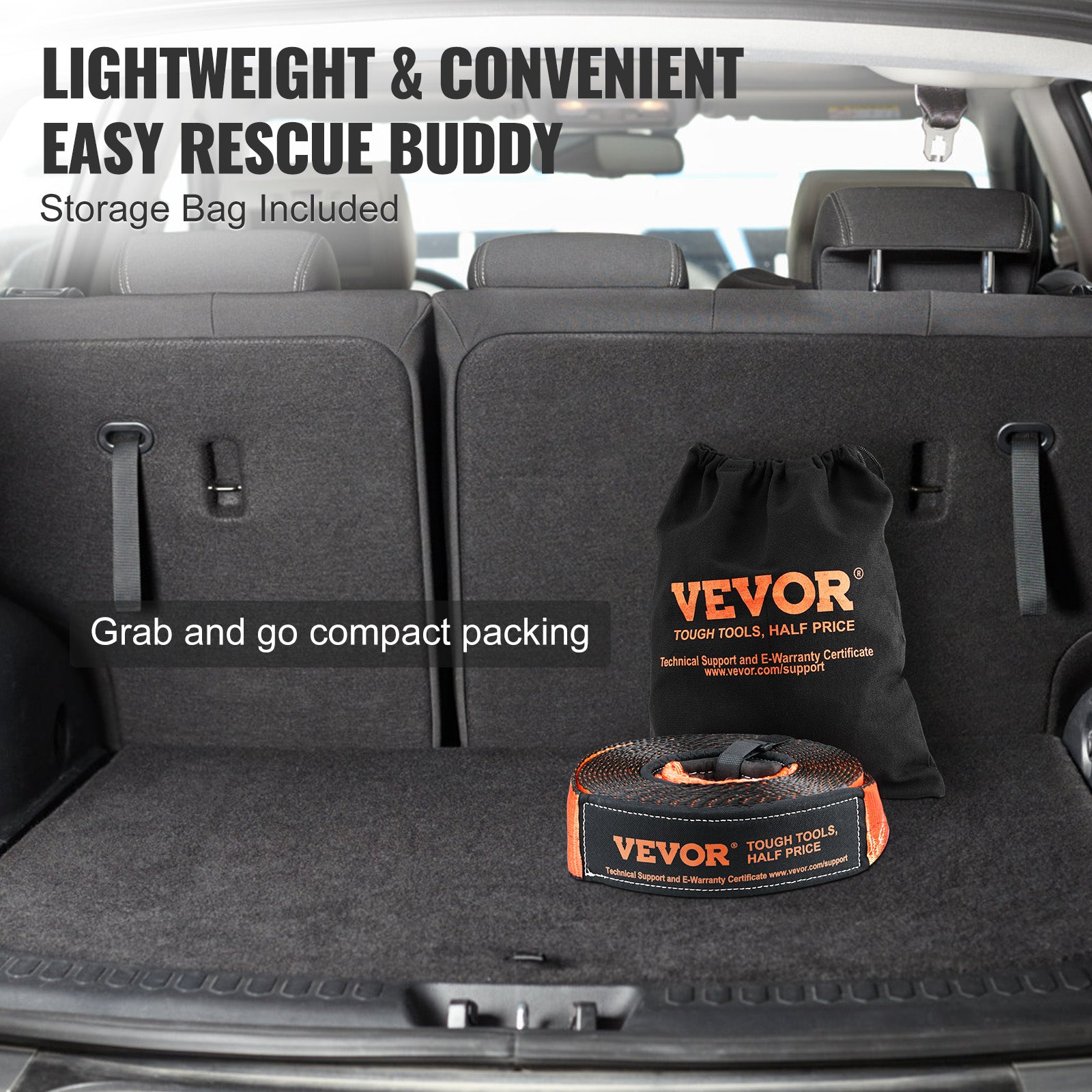 VEVOR Winch Recovery Kit Tow Strap Shackle Emergency Kit 3"x30' 30000lb 4/5/8PCS