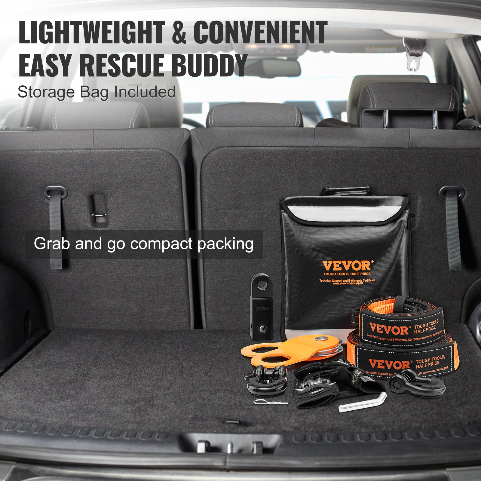 VEVOR Winch Recovery Kit Tow Strap Shackle Emergency Kit 3"x30' 30000lb 4/5/8PCS