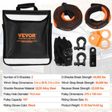 VEVOR Winch Recovery Kit Tow Strap Shackle Emergency Kit 3"x30' 30000lb 4/5/8PCS