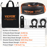 VEVOR Winch Recovery Kit Tow Strap Shackle Emergency Kit 3"x30' 30000lb 4/5/8PCS