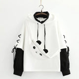 Women's Fleece Hooded Sweater with Panda Design