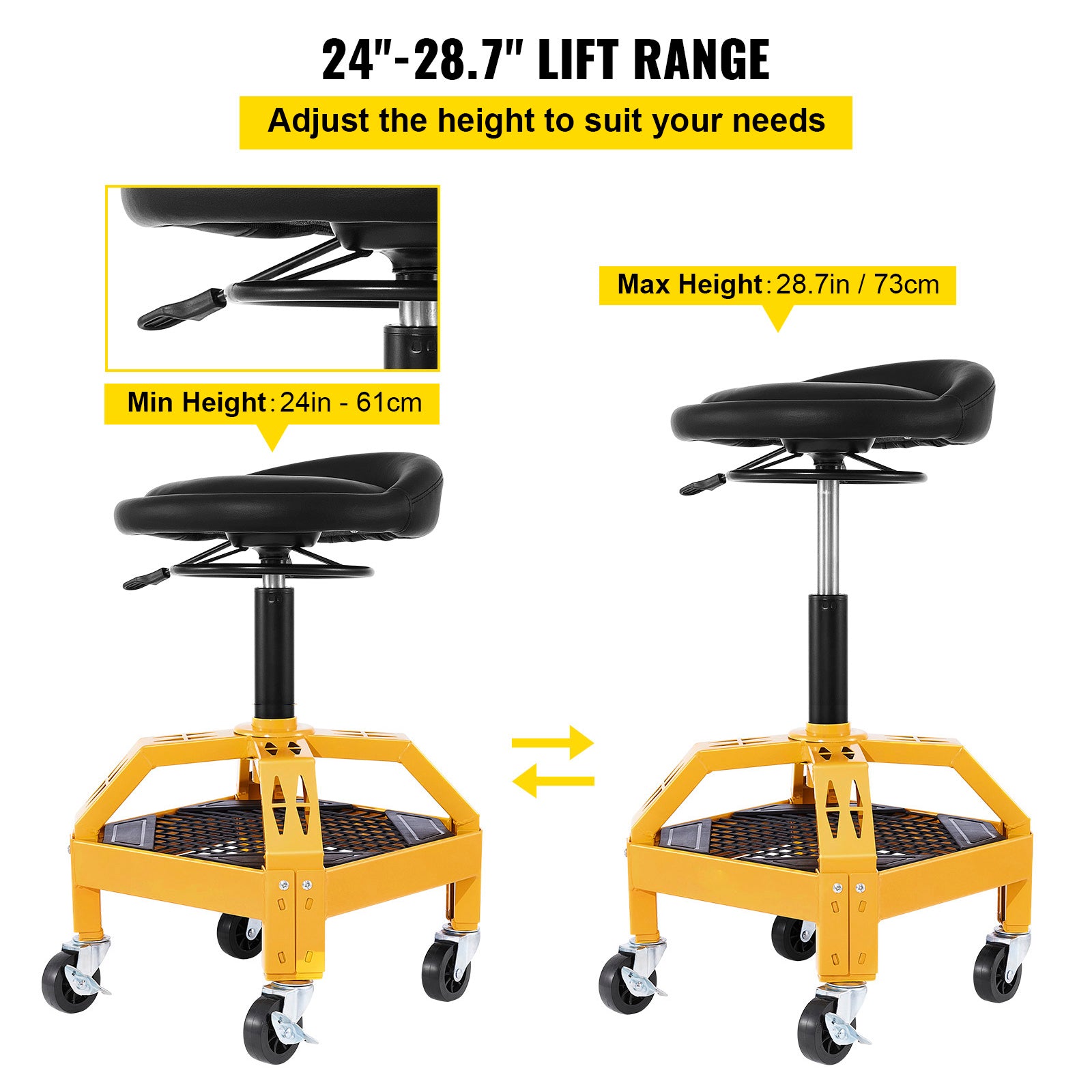 VEVOR Rolling Garage Stool 300/400LBS Adjustable Swivel Work Shop Seat w/Casters