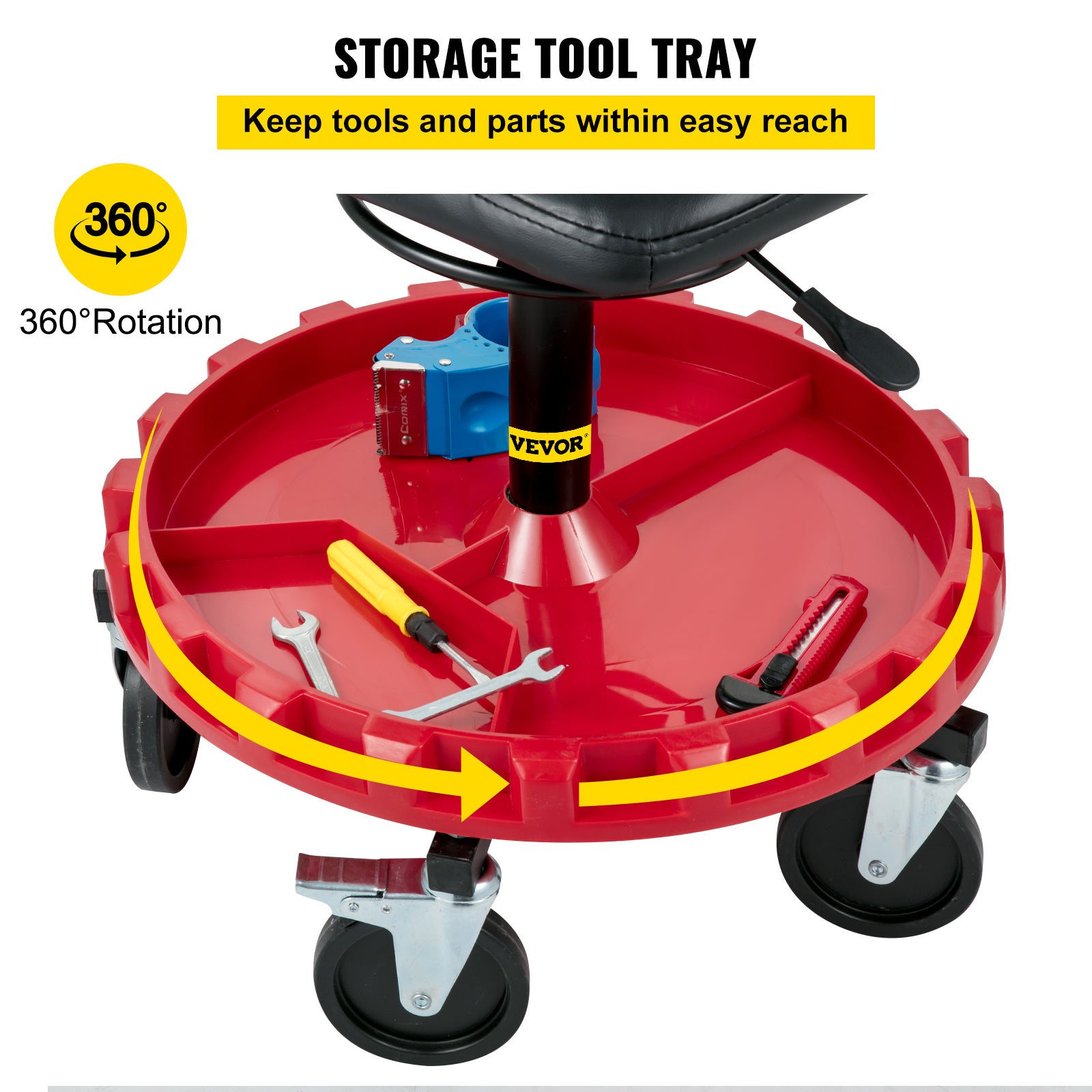 VEVOR Rolling Garage Stool 300/400LBS Adjustable Swivel Work Shop Seat w/Casters